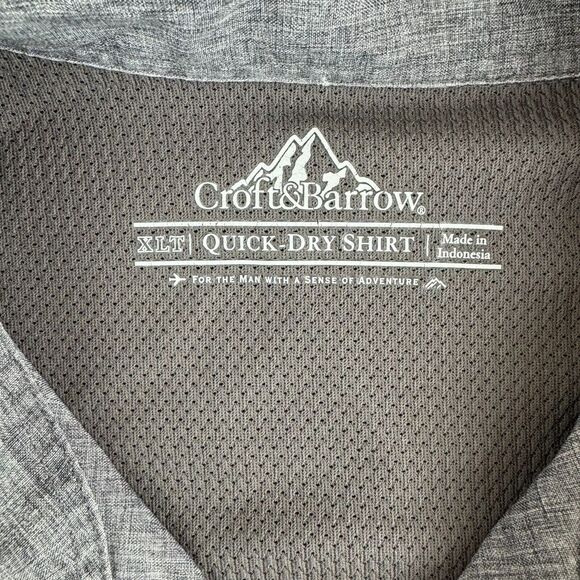 Croft&Barrow Quick Dry Shirt Mens Big&Tall XL Tall Grey Vented Outdoors Western - Picture 2 of 13